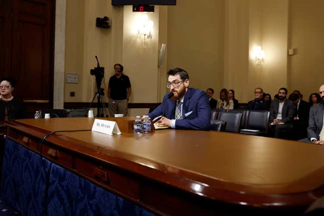 CrowdStrike Senior Vice President of Counter Adversary Operations Adam Meyers speaks during a subcommittee hearing with the House Committee on Homeland Security in the Cannon House Office Building on September 24, 2024 in Washington, DC.