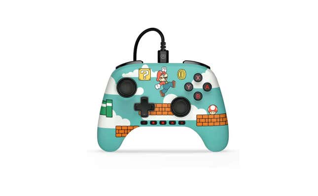 A wired controller with Mario on it.