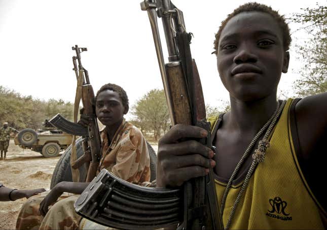 Teenage fighters in Sudan’s Western Darfur region on Apr. 18, 2008.