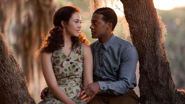 Solea Pfeiffer, left and Joshua Boone star as Leeane and Bayou, respectively in Tyler Perry’s A Jazzman’s Blues. 