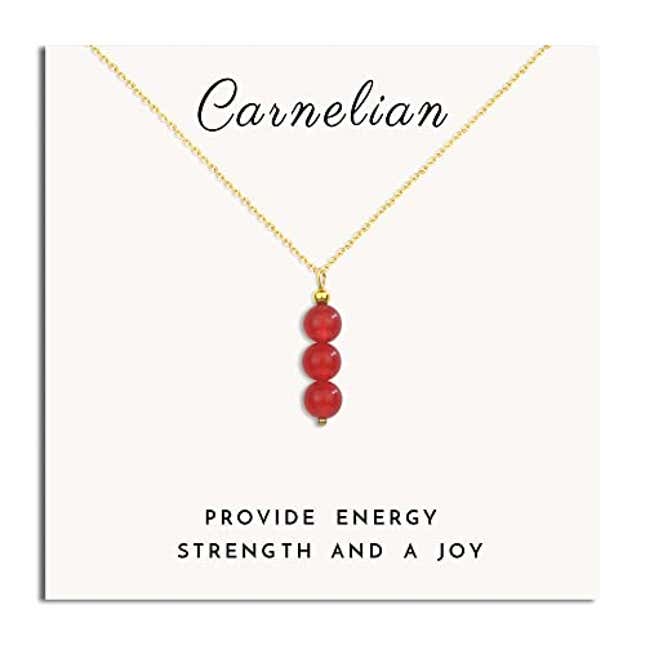 SmileBelle Red Necklace for Women 14K Gold Filled Carnelian Necklace ...