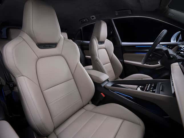 Beige sport seats in a 2024 Porsche Macan Turbo