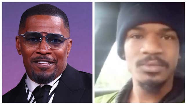 Jamie Foxx, left; an unidentified man claiming to be Foxx’s son.