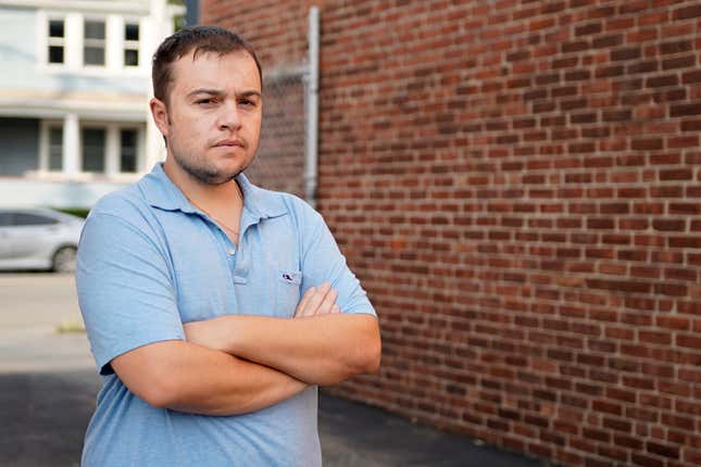 Mike Bouboulis stands for a portrait in Arlington, Mass., on Wednesday, Sept. 13, 2023. Bouboulis has taken Saxenda, Mounjaro or Ozempic, a Novo diabetes drug with the same active ingredient as Wegovy, since around 2019. In the past year after their popularity exploded, refilling a prescription involved calling five to seven pharmacies. “They all know what you’re calling for, and they all have the same answer: ‘I don’t know. We’ll see tomorrow,’&quot; said the 35-year-old small business owner. (AP Photo/Mary Schwalm)