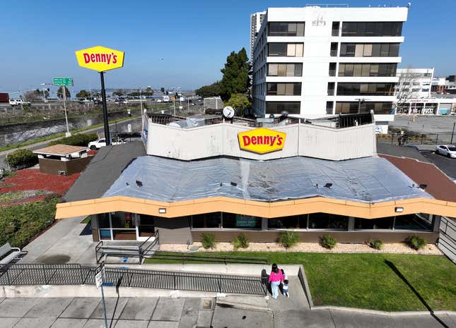 An aerial view of a Denny’s restaurant in Emeryville, California.