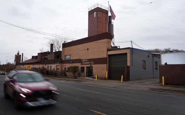 The Smith Foundry Co. pictured Tuesday, Nov. 7, 2023, in the East Phillips neighborhood of Minneapolis. EPA investigators found the foundry has been regularly violating its air permit for years. It has been emitting too much particulate matter pollution, which can cause serious heath problems. (Anthony Souffle/Star Tribune via AP)