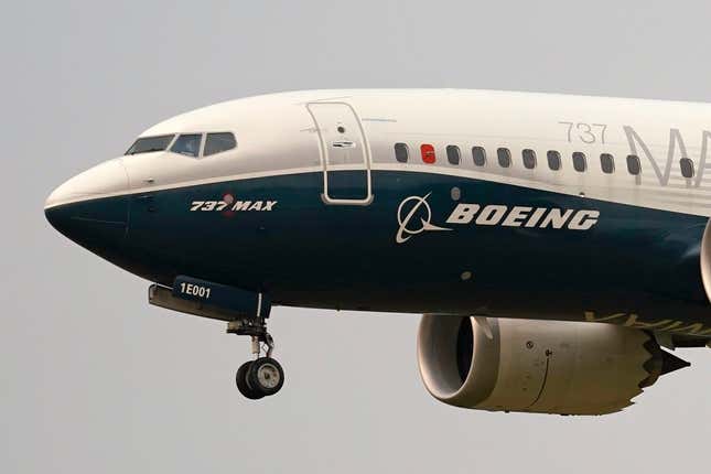 FILE - A Boeing 737 Max jet prepares to land at Boeing Field following a test flight in Seattle, Sept. 30, 2020. Boeing says its supplier has discovered another problem with fuselages of its 737 jets that might delay deliveries of about 50 aircraft. Both Boeing and Spirit AeroSystems are facing intense scrutiny over the quality of their work after an Alaska Airlines 737 Max 9 was forced to make an emergency landing, Jan. 5, 2024, when a panel called a door plug blew out of the side of the plane shortly after its takeoff from Portland, Ore. (AP Photo/Elaine Thompson, File)