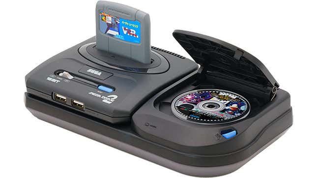 The Sega Mega Drive Mini 2 consoles with the Sega CD add-on.