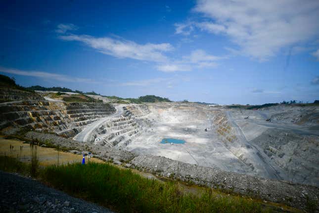 The Cobre Panama open-pit copper mine stands in Donoso, Panama, Thursday, Jan. 11, 2024. Panama&#39;s Commerce Ministry is expected to make its first technical inspection of this mine on Thursday, since the Supreme Court ruled that the government&#39;s concession with the Canadian mining company First Quantum Minerals was unconstitutional, and start the process of closing it. (AP Photo/Agustin Herrera)