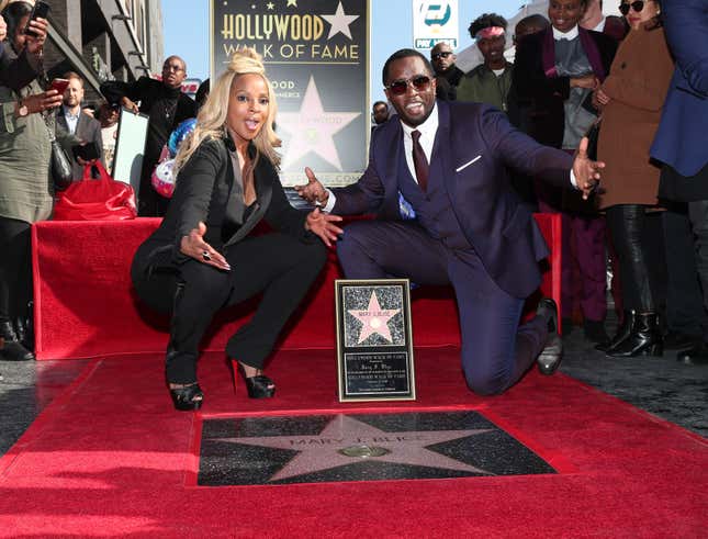 Mary J. Blige and Sean ‘Diddy’ Combs attend the ceremony honoring Mary J. Blige with a star on The Hollywood Walk of Fame