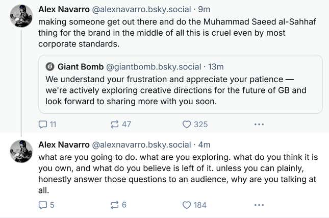 A screenshot shows former GB host Alex Navarro criticizing Fandom's statement on social media.