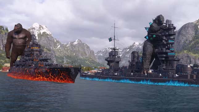 Image for article titled World Of Warships Adds Very Bored King Kong And Godzilla
