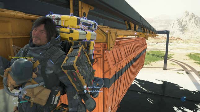 Sam hitches a ride on a transport.