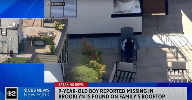 Image for article titled Snitch News Helicopter Catches &#39;Missing&#39; 9 Year Old Playing Hooky On Rooftop