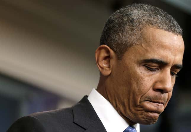 WASHINGTON, DC - JULY 19: U.S. President Barack Obama speaks on the Trayvon Martin case during remarks in the White House briefing room July 19, 2013 in Washington, DC. Obama said, “Trayvon Martin could’ve been me, 35 years ago.” 