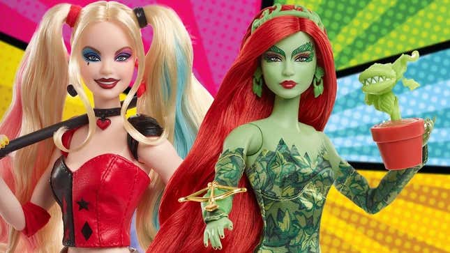 The Harley Quinn and Poison Ivy Barbie dolls.