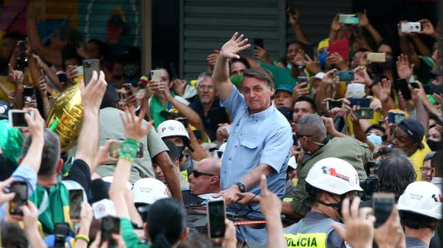 Jair Bolsonaro waves to his awful supporters at an Independence Day celebration on Paulista Avenue in Sao Paulo, Brazil, on Sept. 7, 2021.
