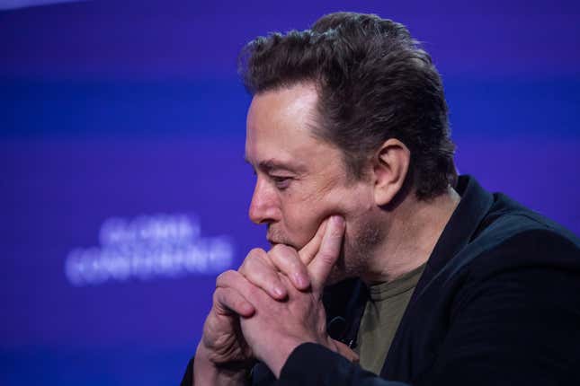 Tesla CEO Elon Musk at the Milken Institute’s Global Conference at the Beverly Hilton Hotel, on May 6, 2024 in Beverly Hills, California. 