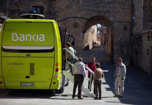 For residents in the village of Maderuelo, this is what a trip to the bank looks like. Reuters/Sergio Perez.