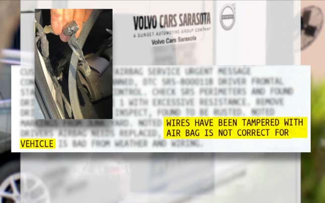 Image for article titled Florida Car Dealership Sold A Volvo With Defective Airbags And Seat Belts, Twice