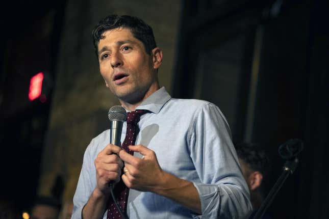 Mayor Jacob Frey gives a speech at the Jefe Urban Cocina restaurant on Tuesday, Nov. 2, 2021, in Minneapolis. Frey on Monday, March 14, 2022, announced a new policy for search warrants following the police shooting of a Black man in a downtown apartment, with officers required to knock and wait a certain length of time before entering a residence. The city’s warrant policy came under scrutiny after a SWAT team shot and killed Amir Locke, 22, in early February. 