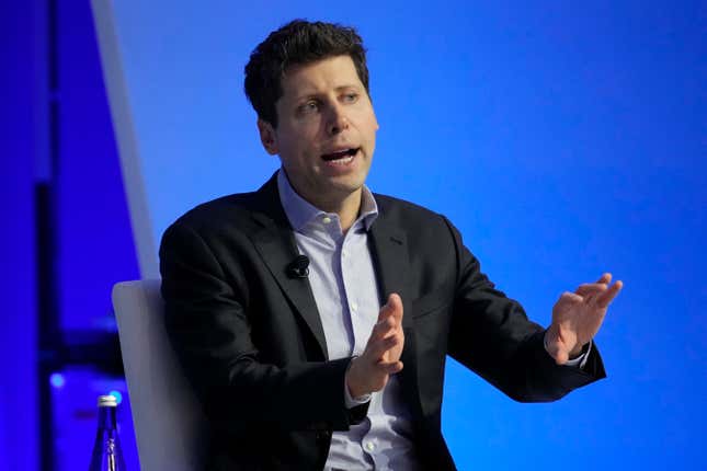 File - Sam Altman participates in a discussion during the Asia-Pacific Economic Cooperation (APEC) CEO Summit, Thursday, Nov. 16, 2023, in San Francisco. Microsoft has announced that it&#39;s hired Sam Altman and another architect of ChatGPT maker OpenAI after they unexpectedly departed the company days earlier in a corporate shakeup that shocked the artificial intelligence world. Microsoft Chairman and CEO Satya Nadella also tweeted Monday, Nov. 20, 2023 that the major investor in the chatbot that kicked off the generative AI craze is committed to its partnership with OpenAI. (AP Photo/Eric Risberg, File)