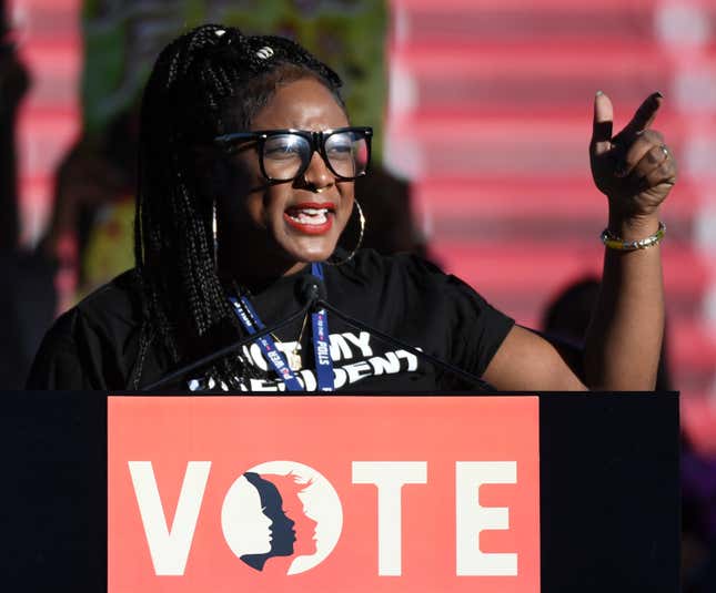 Alicia Garza at a rally