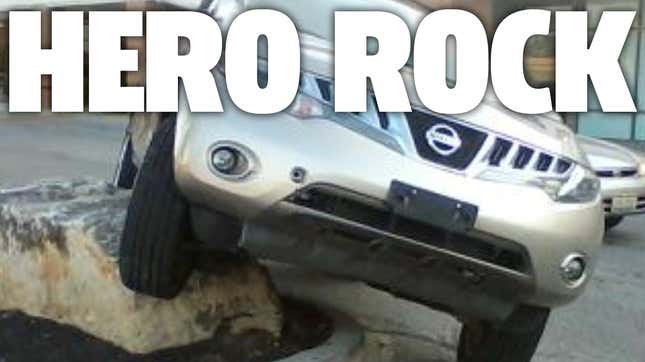 Image for article titled Here&#39;s Another SUV-Defeating Rock. Does Your Town Have One? Let Us Know.