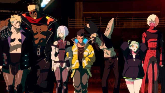 The cast of Cyberpunk: Edgerunners.