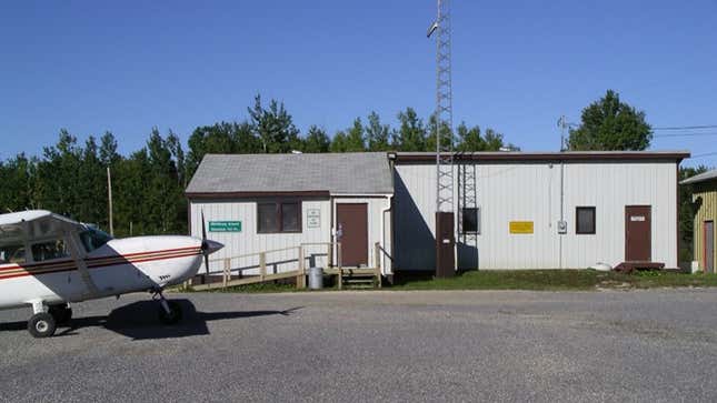 A photo of the departure terminal at Bloodvein airport in Canada. 