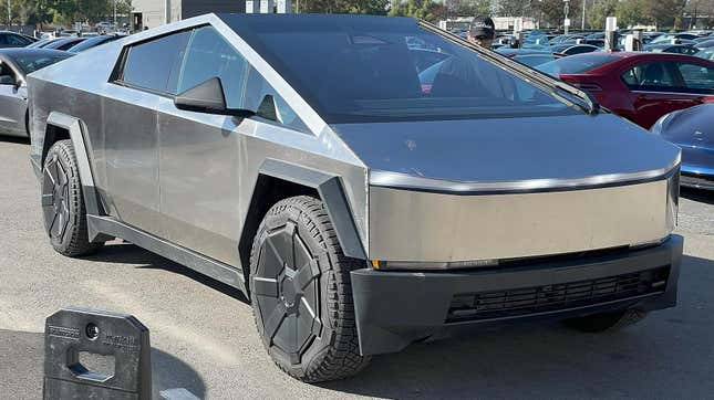 Production Cybertruck at Tesla Fremont Factory parking lot