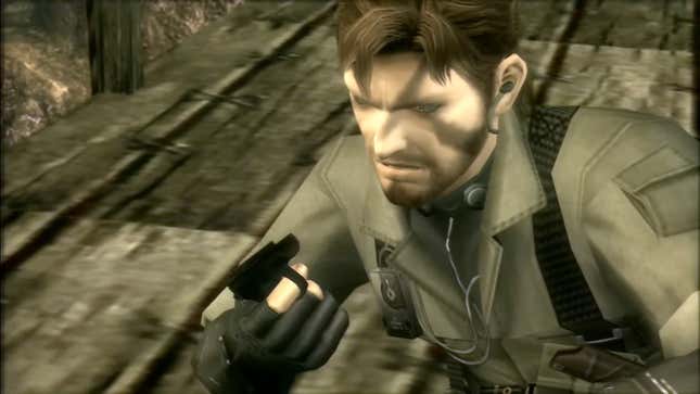 Naked Snake regarde son arme, dont la glissière a été retirée de force.