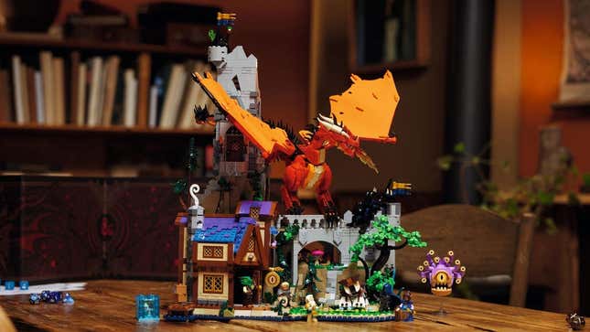 Photographie de l’ensemble du 50e anniversaire de Lego Donjons et Dragons.