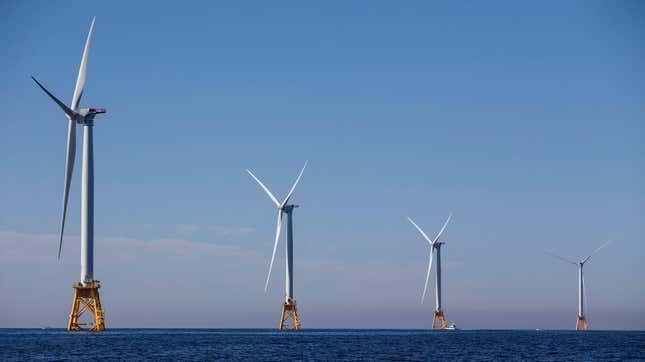 Block Island Wind Farm turbines located off the coast of Rhode Island.