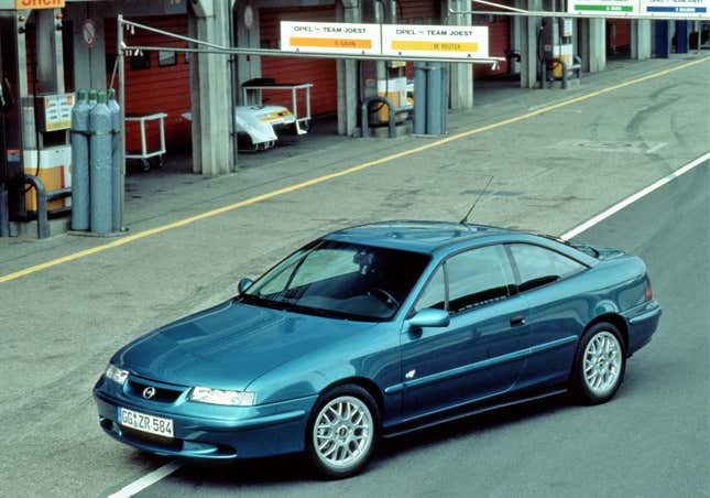 Front 3/4 view of a blue Opel Calibra