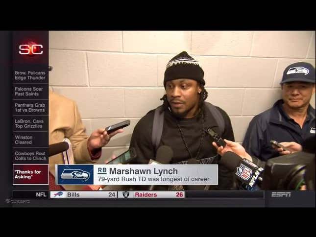 Marshawn Lynch's Non-Answers To Stupid Questions Have Reporters Furious