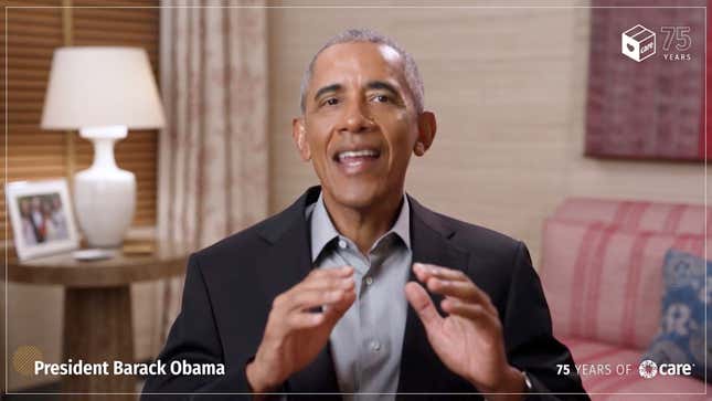 Frmr. President Barack Obama speaks during An Evening with CARE, Celebrating the 75th Anniversary of the CARE Package on May 11, 2021 in New York, New York