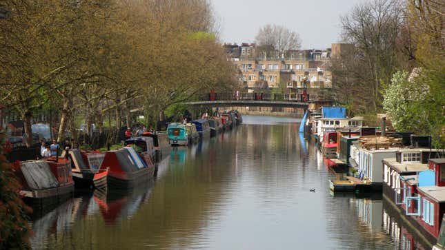 A photo of the Grand Union Canal in Central London. 