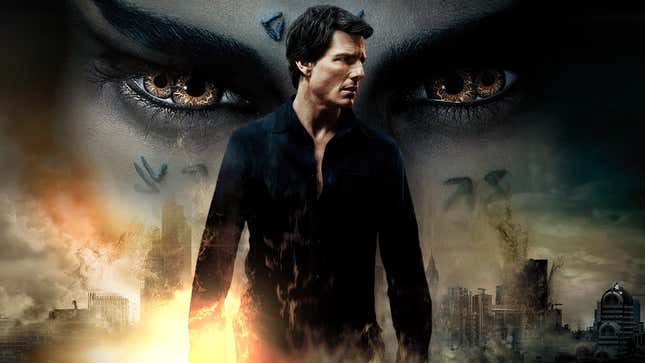 A poster for the 2017 film The Mummy, featuring Tom Cruise (foreground) and Sofia Boutella (background).