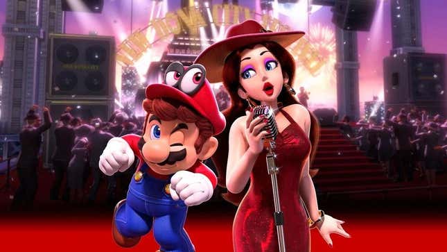 Mario dances with Pauline.