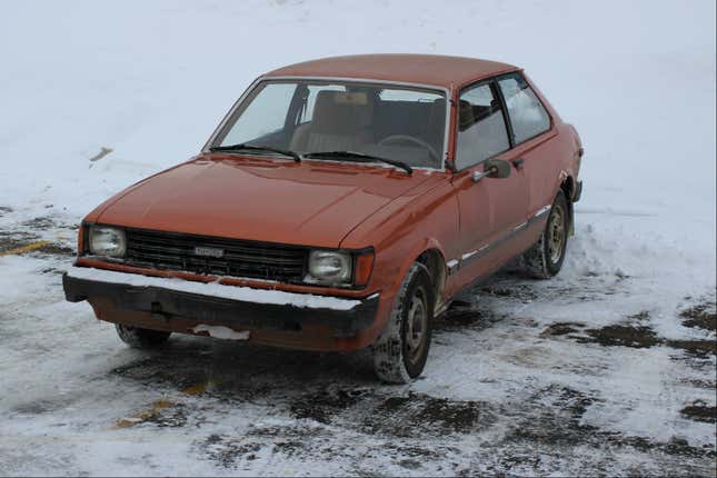 A snowy Toyota Tercel