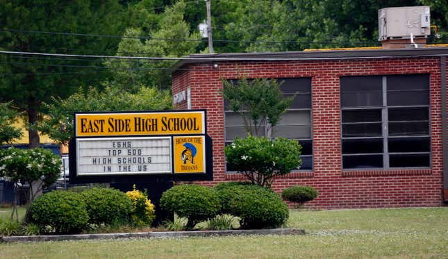 The historically black East Side High School in Cleveland, Miss. (pictured in 2015) is no more after a judge ruled in 2016 that the Mississippi Delta town needed to desegregate its schools. Now a black student at the integrated high school charges the district wrongly denied her the salutatorian honor her grades deserved, giving the honor to a white student with lower grades instead.