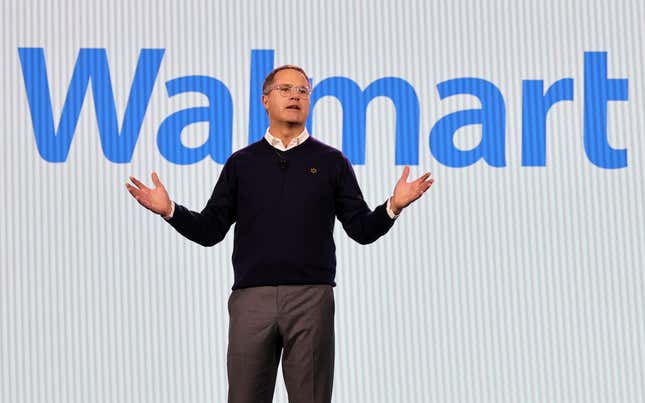 Walmart CEO Doug McMillon delivers a keynote address during CES 2024 in Las Vegas, Nevada. 