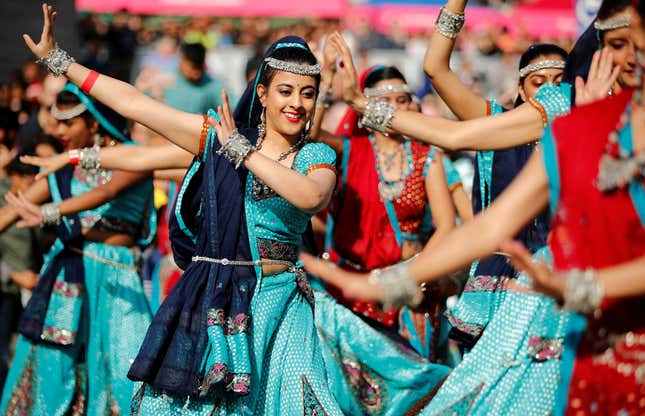 Celebrations at Trafalgar Square, central London, on Oct. 15, 2017.