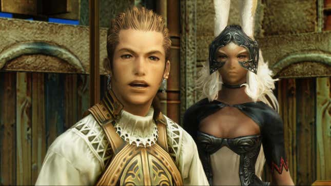 A man and a viera stand next to each other