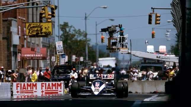 A photo of Jacques Laffite, at the 1986 Detroit Grand prix. 