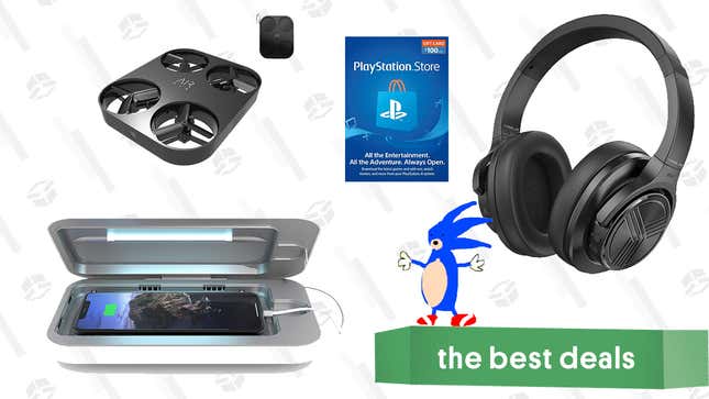 Image for article titled Thursday&#39;s Best Deals: AIR PIX: Pocket-Sized Flying Camera, PhoneSoap 3 UV Smartphone Sanitizer, PlayStation Plus for 12 Months, Treblab Z2 Wireless Headphones, and More