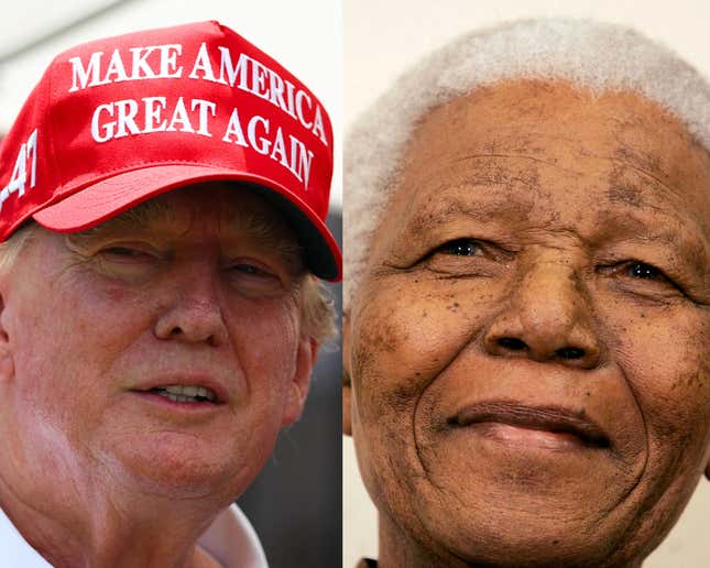 Former U.S. President Donald Trump (Left), Former South African President Nelson (Right) 