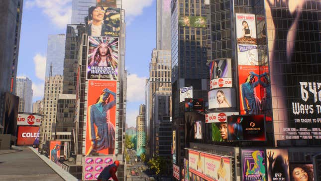 Peter Parker overlooks Times Square.