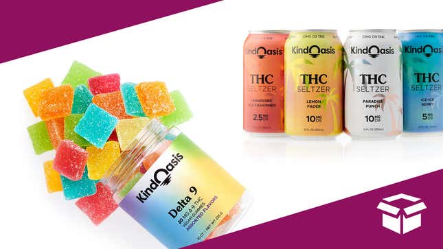 Image for article titled Enjoy 30% off Your First Order of Kind Oasis THC &amp; CBD Gummies &amp; Seltzers